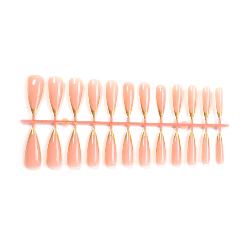Elegant Long-Shape Press-On Glossy Nail Set Bowlift
