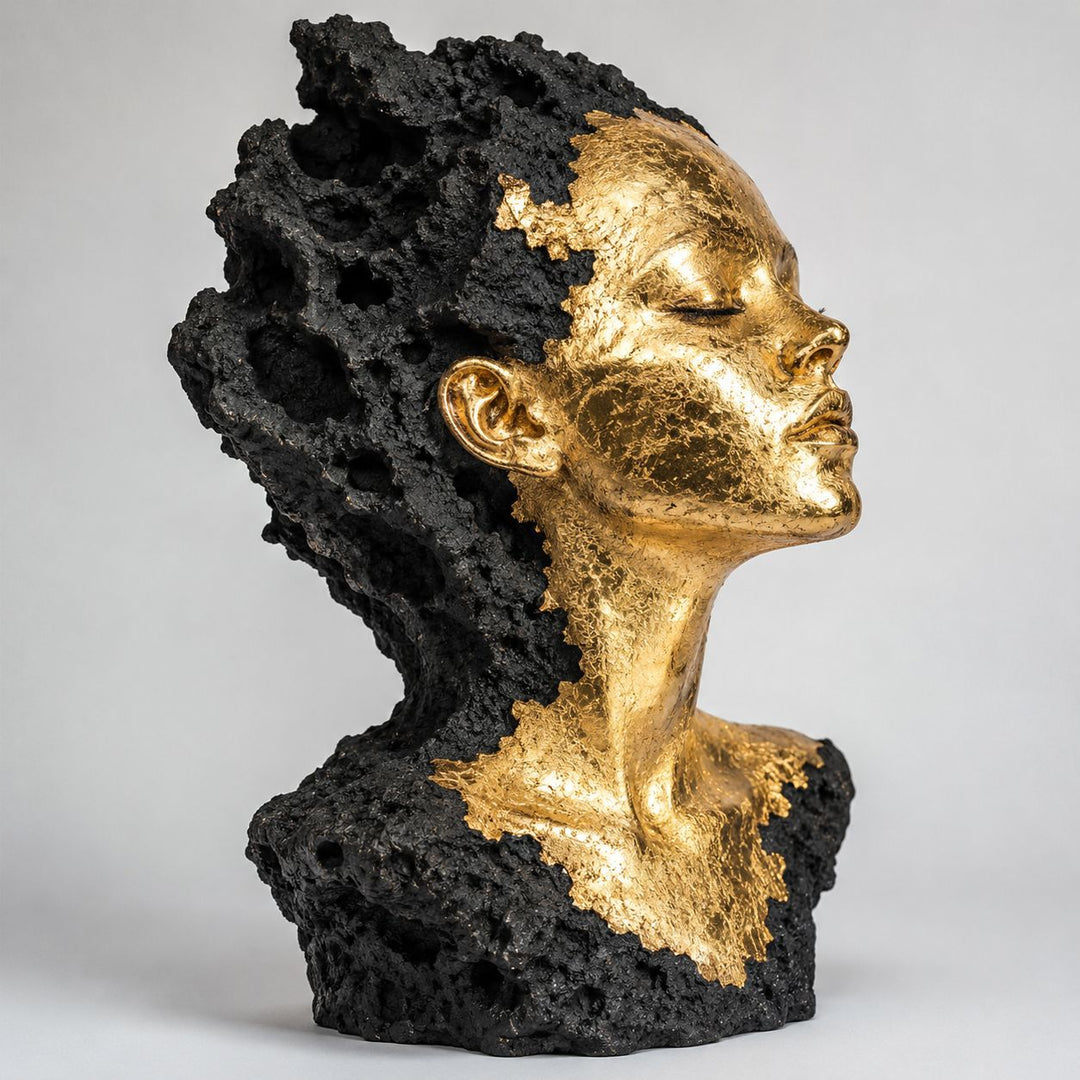 Artistic Gold and Black Decorative Bust Sculpture