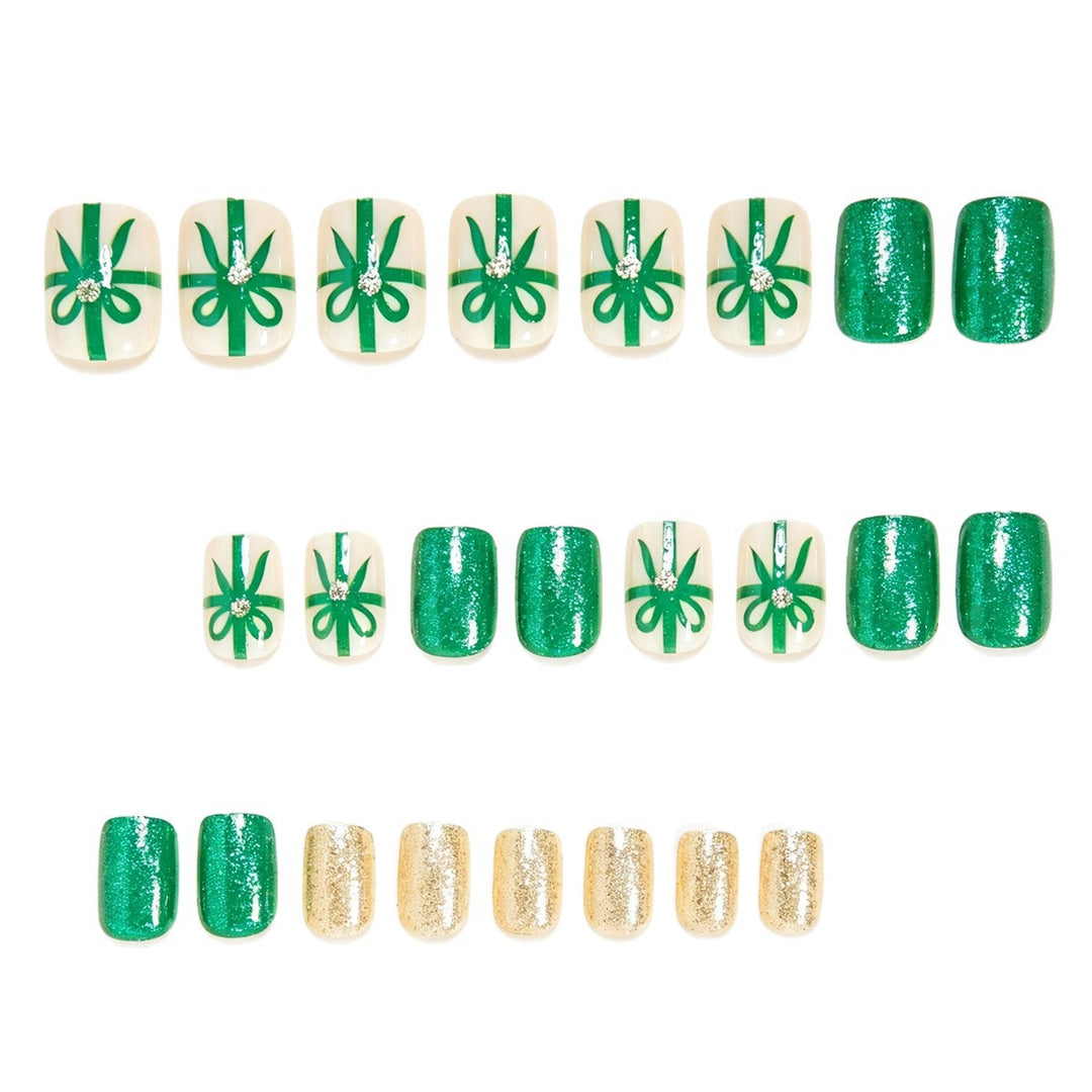 Festive Holiday-Themed Press-On Nail Art Set Bowlift
