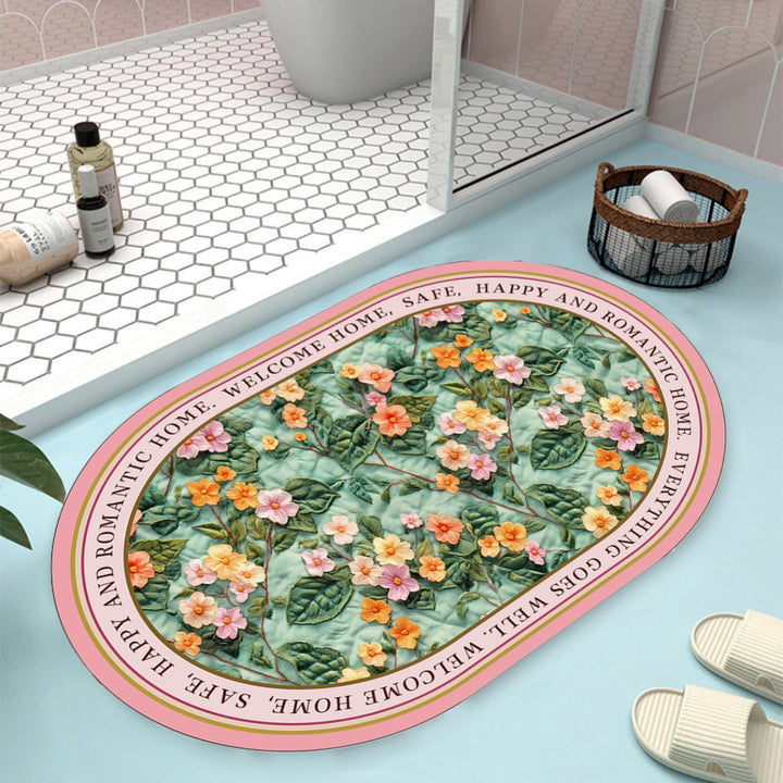 Floral Design Bath Mat Bowlift