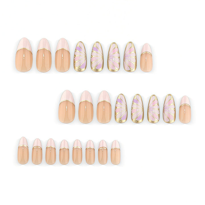 Artificial nails with luxurious gold edge and filigree design Bowlift