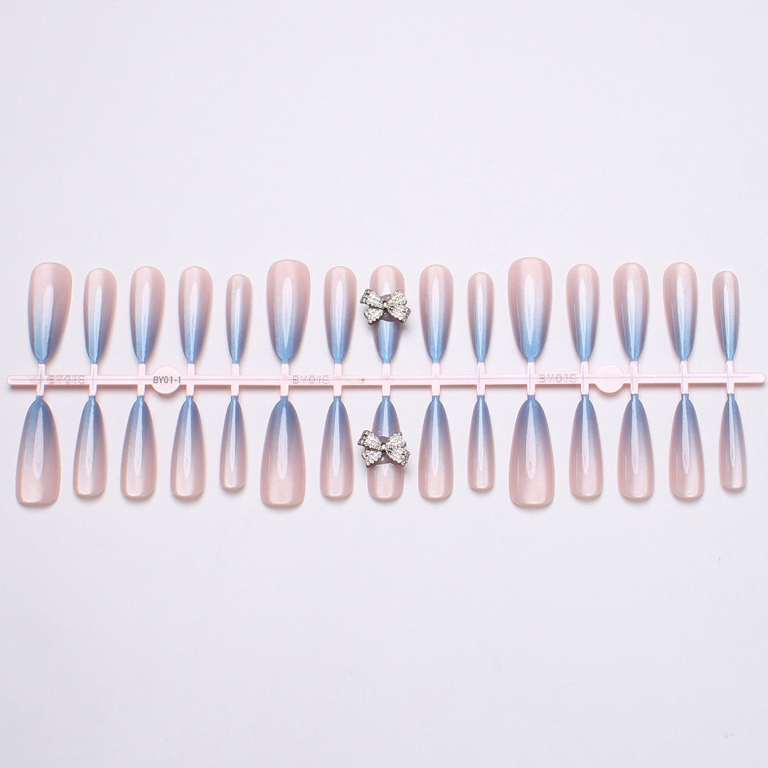 Elegant Stiletto Press-On Nails with Rhinestone Bows Bowlift