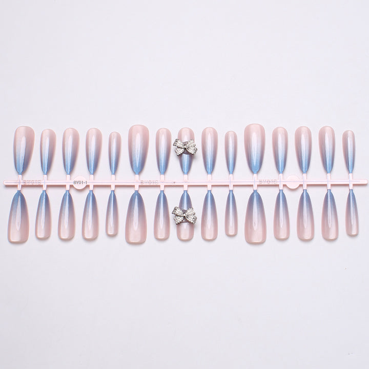 Elegant Stiletto Press-On Nails with Rhinestone Bows Bowlift