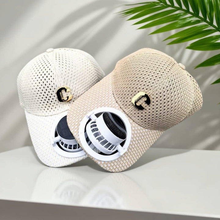 Breathable baseball cap with rechargeable fan in the visor and mesh insert Bowlift