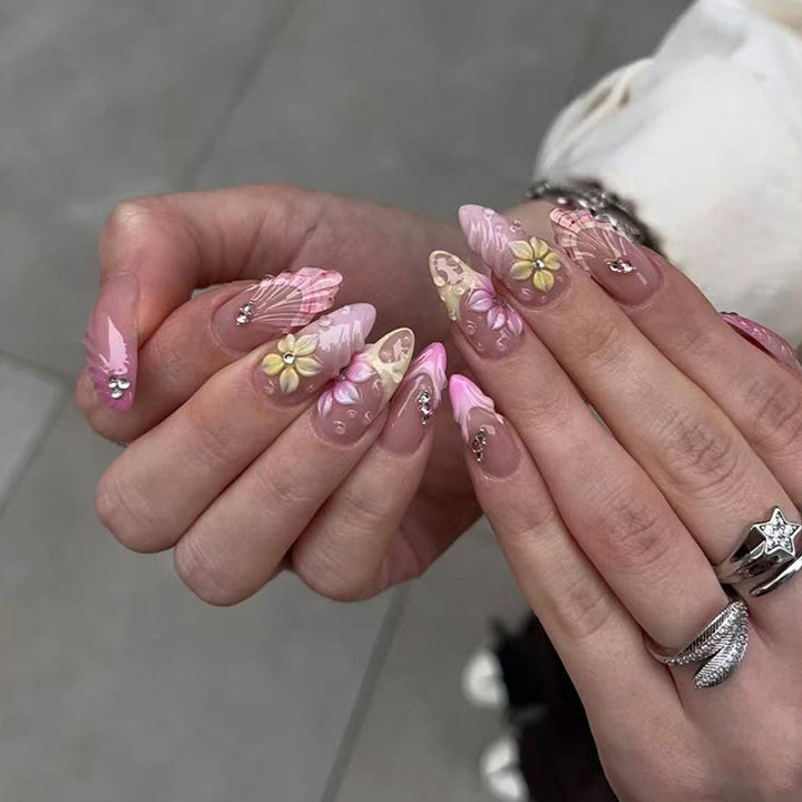 Vibrant Floral Nail Art Extensions Bowlift