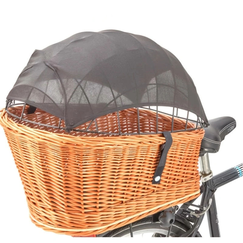 protective mesh canopy for front bicycle wicker basket with snap fasteners Bowlift