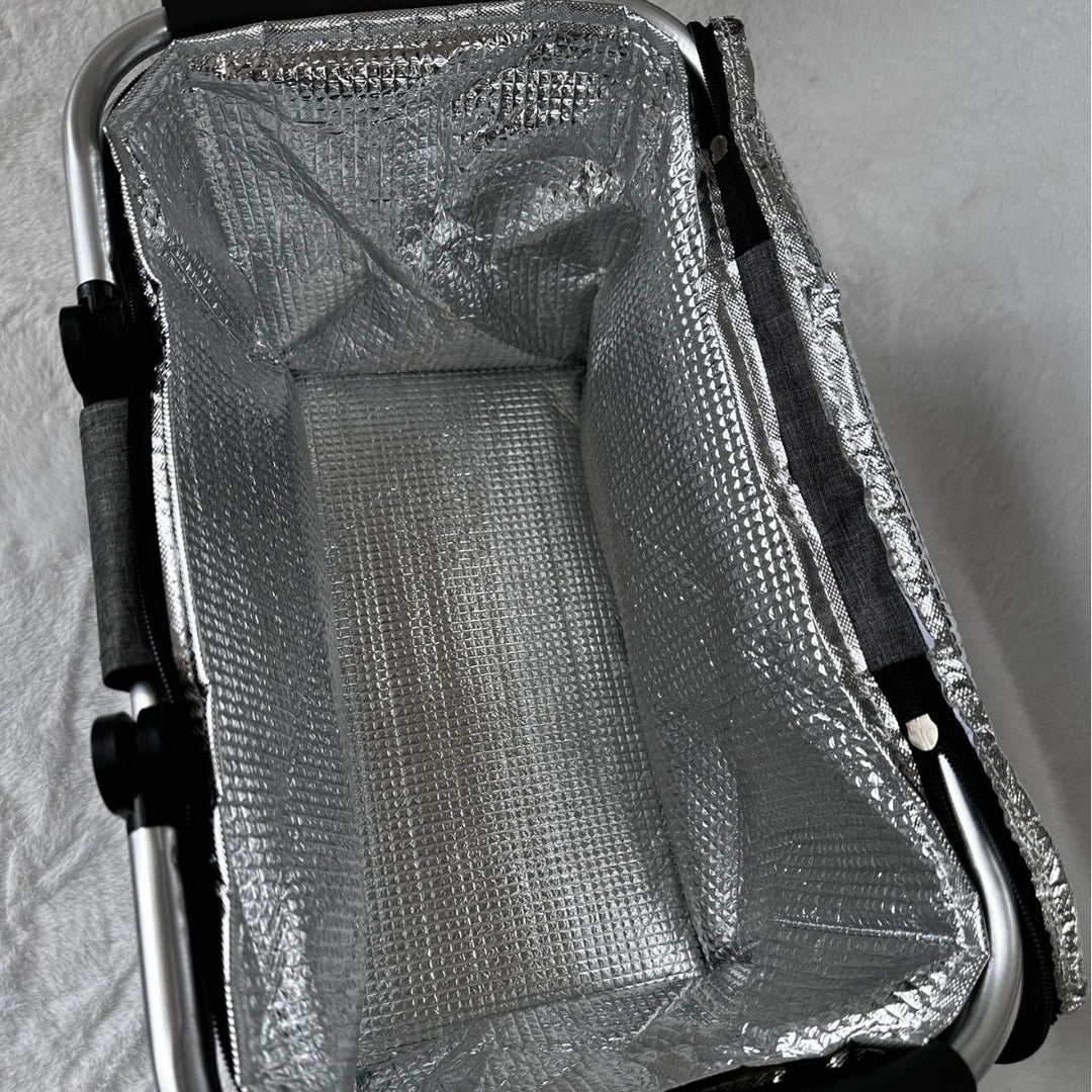 Cooler bag with sturdy aluminum frame and insulating inner lining Bowlift