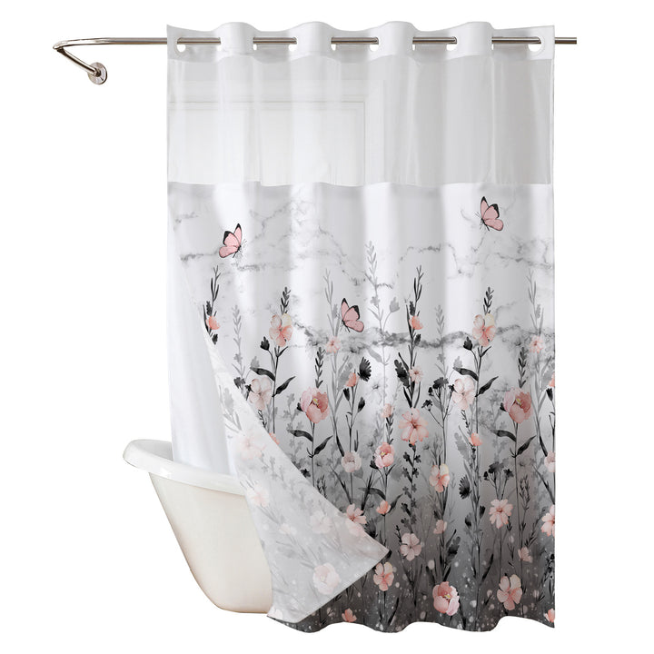 Floral Design Shower Curtain Bowlift