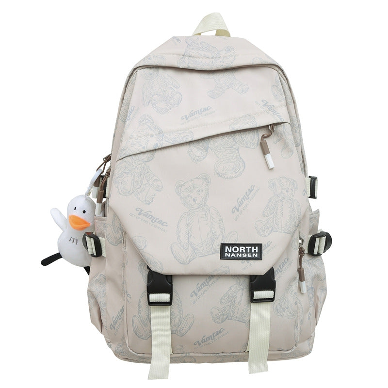 Playful Character Print School Backpack Bowlift