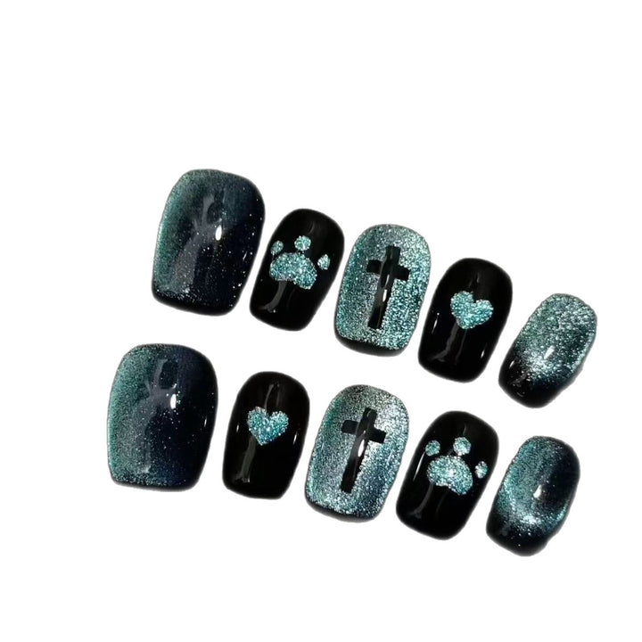 Artistic Press-On Nail Set Bowlift