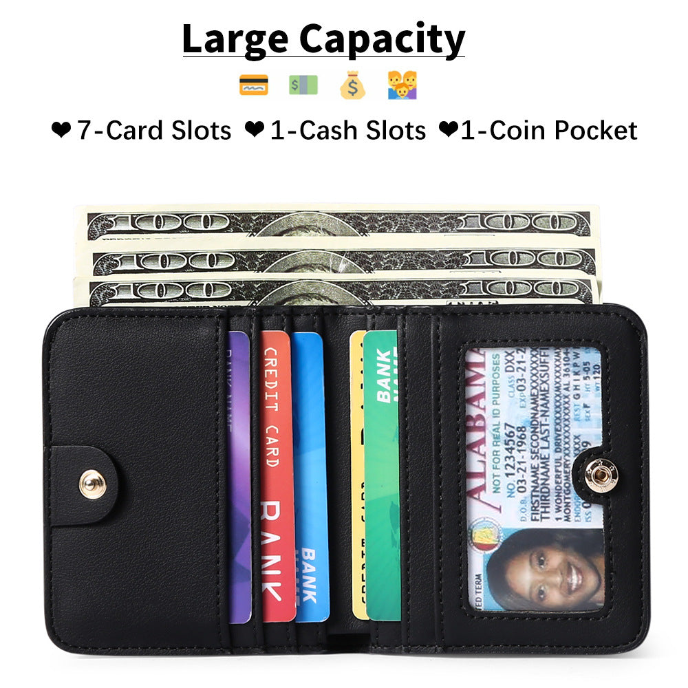 Compact Saffiano Card and Coin Wallet with Zipper Pocket Bowlift