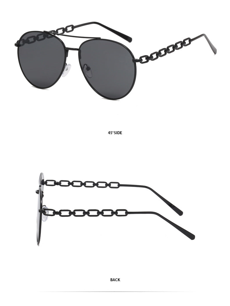 Women's Oversized Sunglasses with Fashionable Chain Frame Bowlift