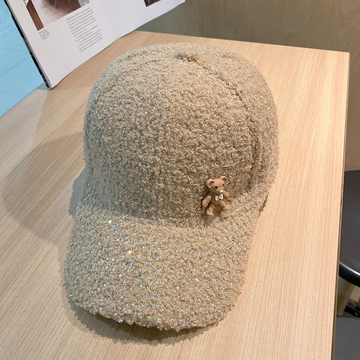 Women's Shimmering Fuzzy Baseball Cap Bowlift