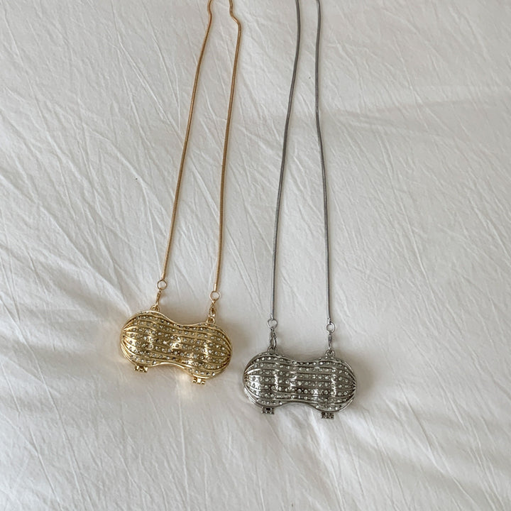 Glamorous Rhinestone Peanut-Shaped Crossbody Bag Bowlift