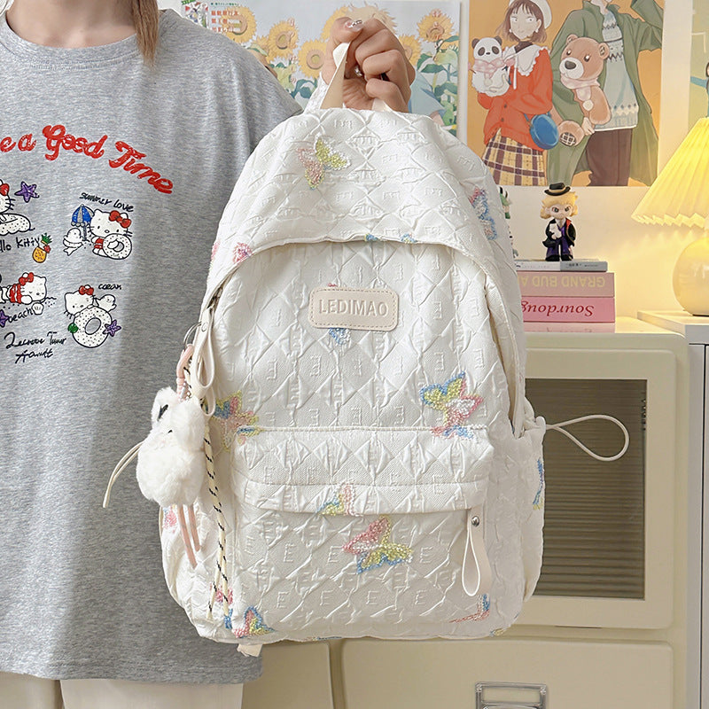 Quilted Butterfly Pattern Backpack