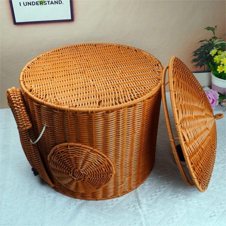 Elephant-Shaped Woven Storage Basket Bowlift