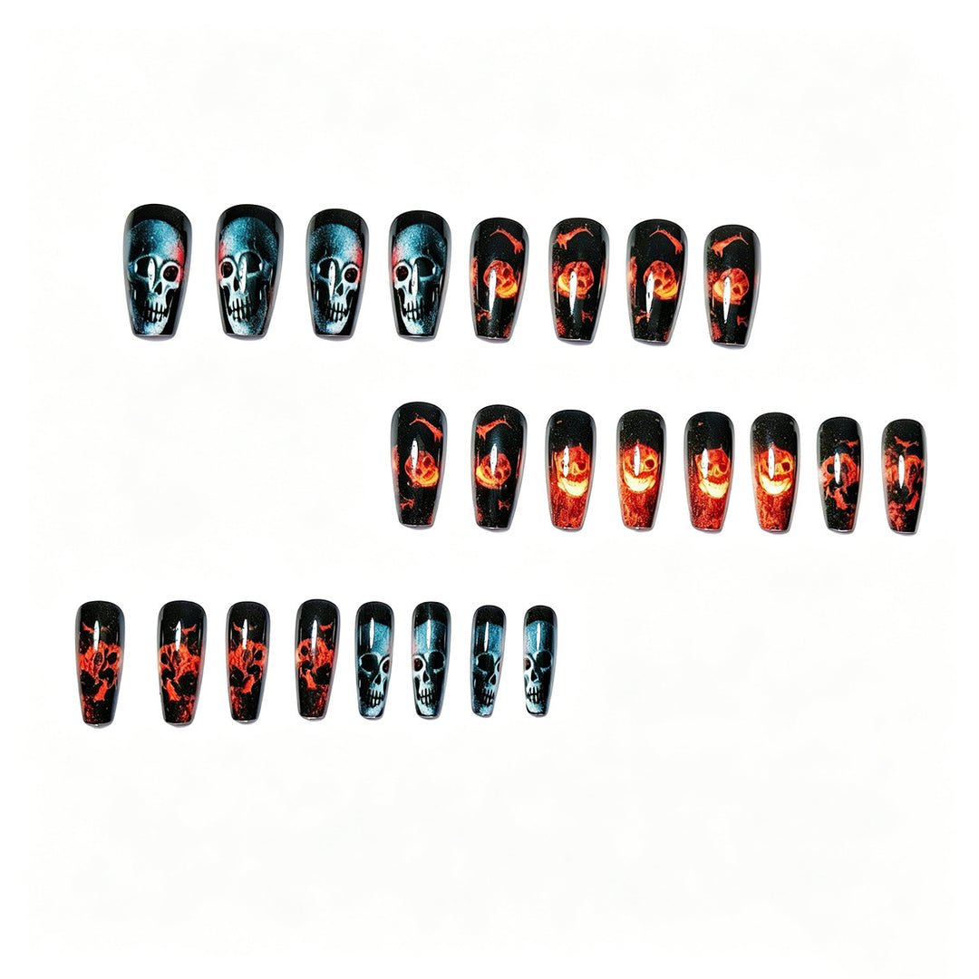 Artistic Skull & Flames Nail Art Designs Bowlift