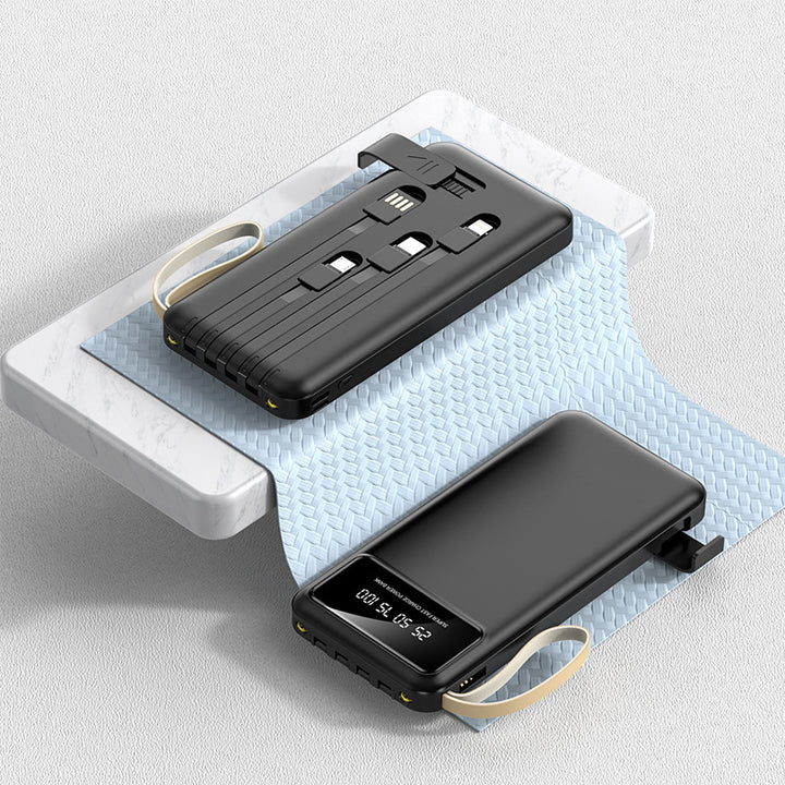 Portable power bank with integrated multifunctional charging cable and digital display Bowlift