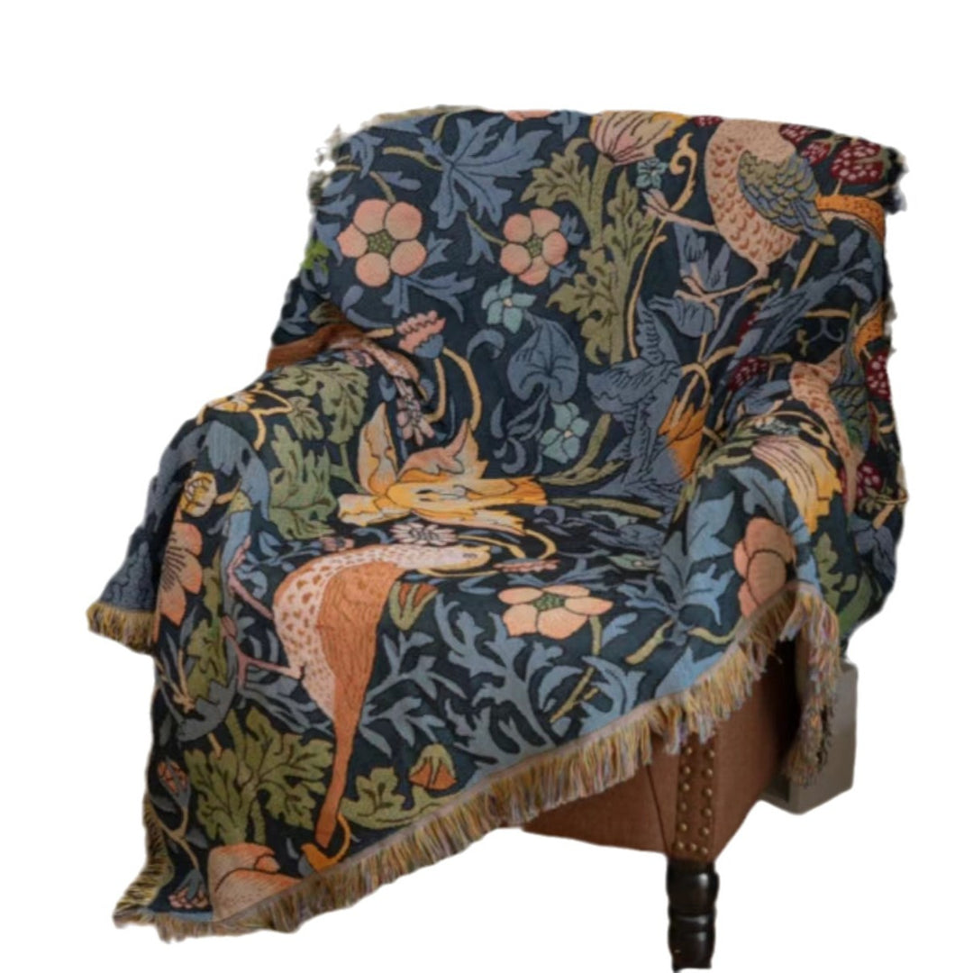 Artistic Botanical Woven Throw Blanket