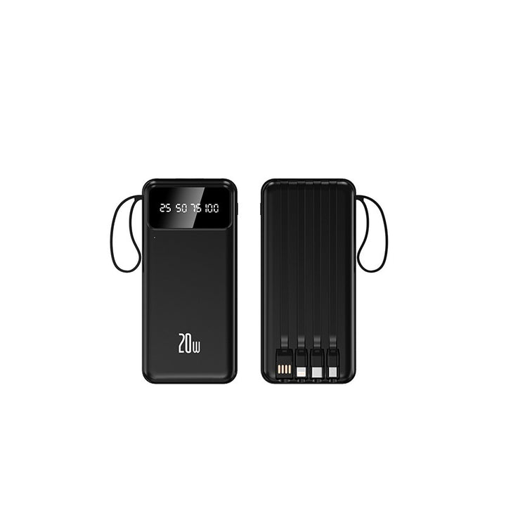 Powerbank with integrated multifunctional charging cables and digital display Bowlift
