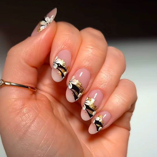 Elegant Floral Tip Press-On Nails Bowlift