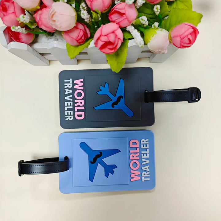 Unisex Travel-Themed Silicone Luggage Tag Bowlift