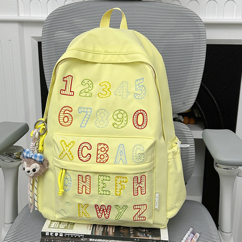 Playful Alphabet Embroidered Backpack