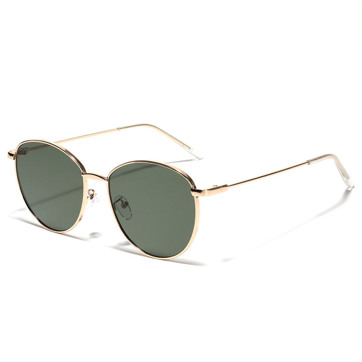 Women's round sunglasses with slim metal frame and polarized lenses Bowlift