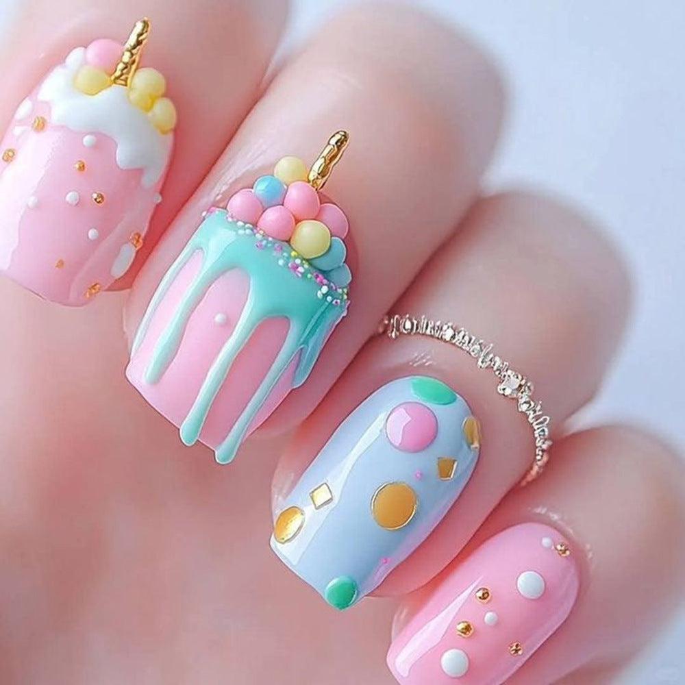 Elegant Artificial Nails with French Manicure and Glitter Effects Bowlift