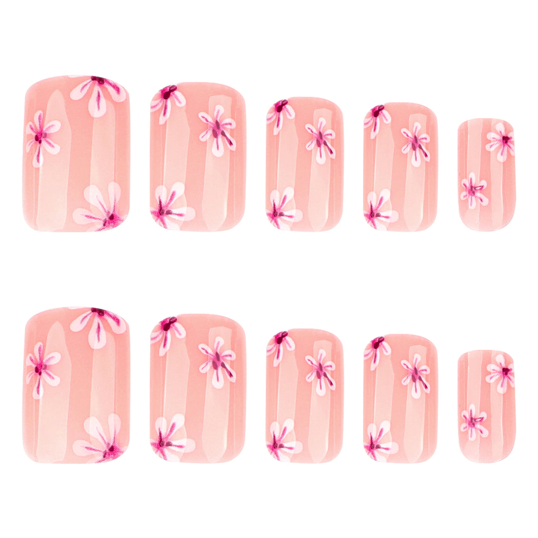 Artful Nail Art with Flower Design and Blue French Tip Bowlift