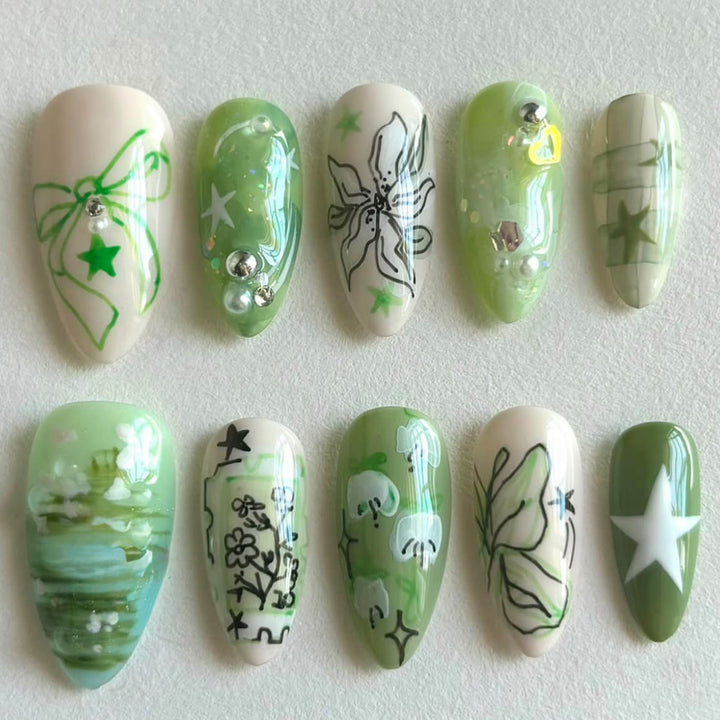 Artistic Botanical Nail Tips Bowlift