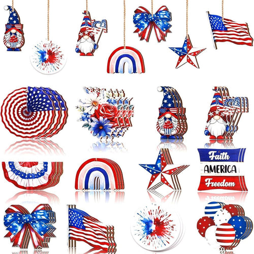 Unisex decorative party decoration set made of wooden pendants and table decoration with patriotic motifs Bowlift