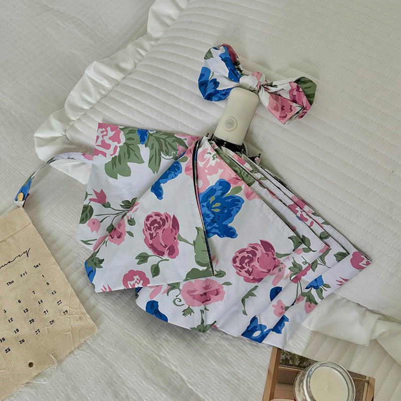 Women's Folding Umbrella with High-Quality Floral Design Bowlift
