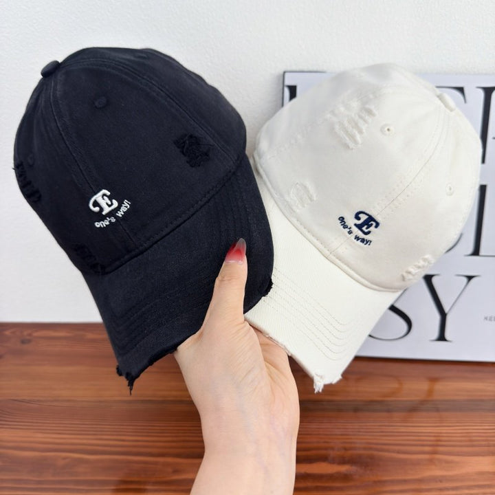 Unisex Distressed Denim Cap Bowlift