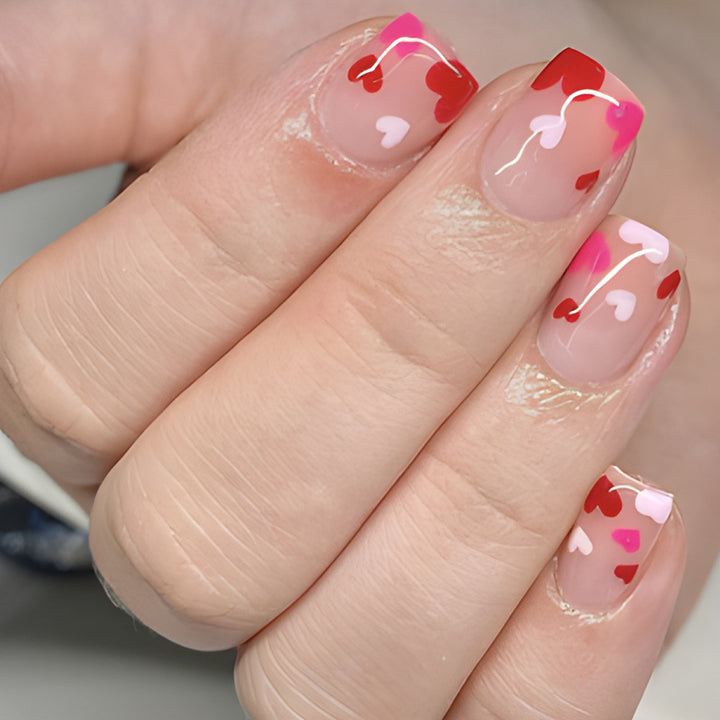 Heart-Decorated Press-On Nail Art Bowlift