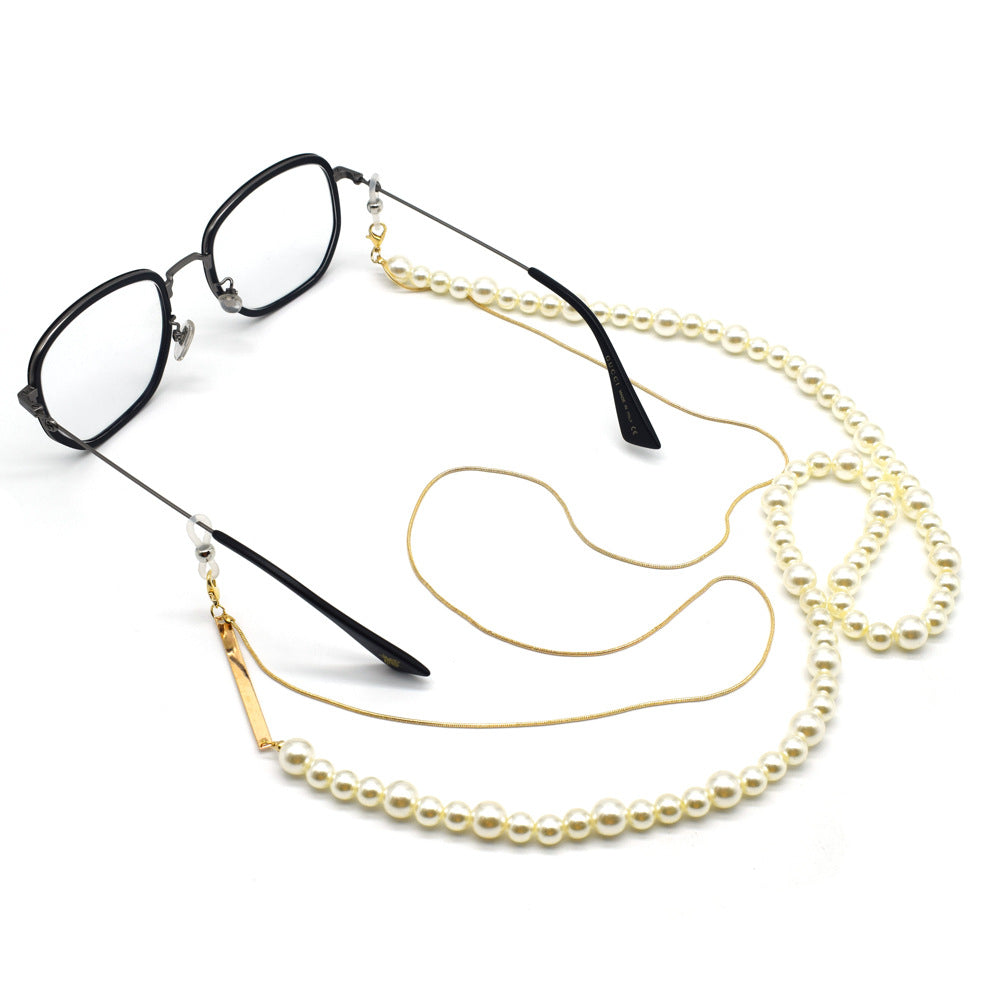 Decorative Pearl-Accented Eyewear Chain Bowlift