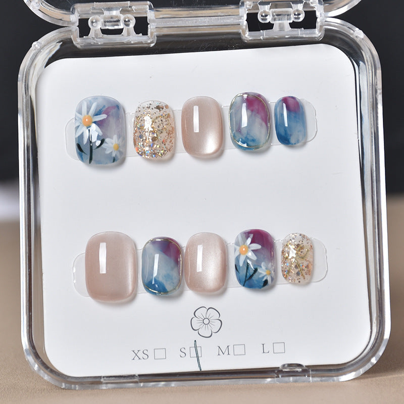 Decorative Floral Press-On Nail Set Bowlift