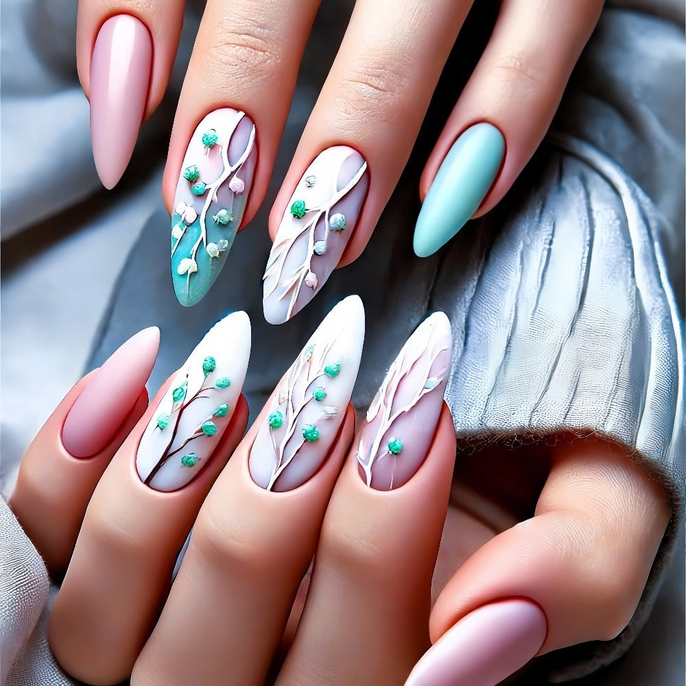 Artificial nails in romantic floral design Bowlift