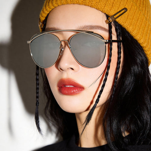 Women's Aviator Sunglasses with Elegant Metal Frame Bowlift
