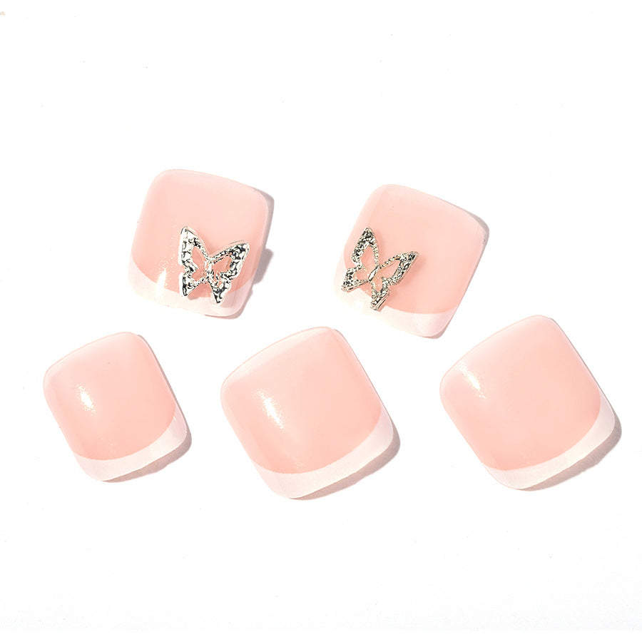 Elegant Decorative Press-On Nail Set with Butterfly Accents Bowlift