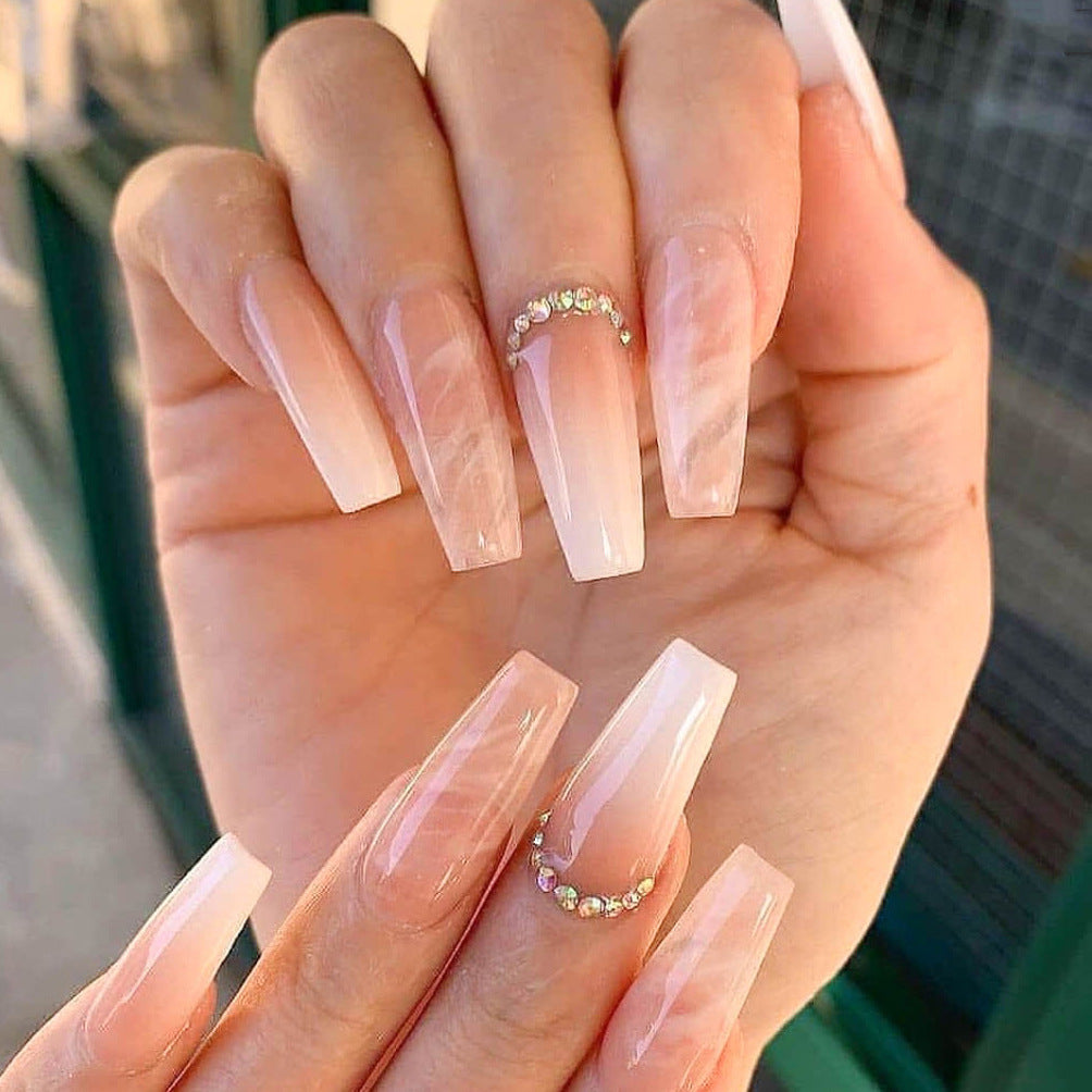 Artful Nail Tips with Glitter and Ombre Design Bowlift