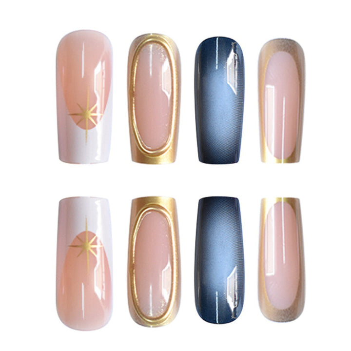 Elegant Ombre Press-On Nail Set with Gold Accents Bowlift