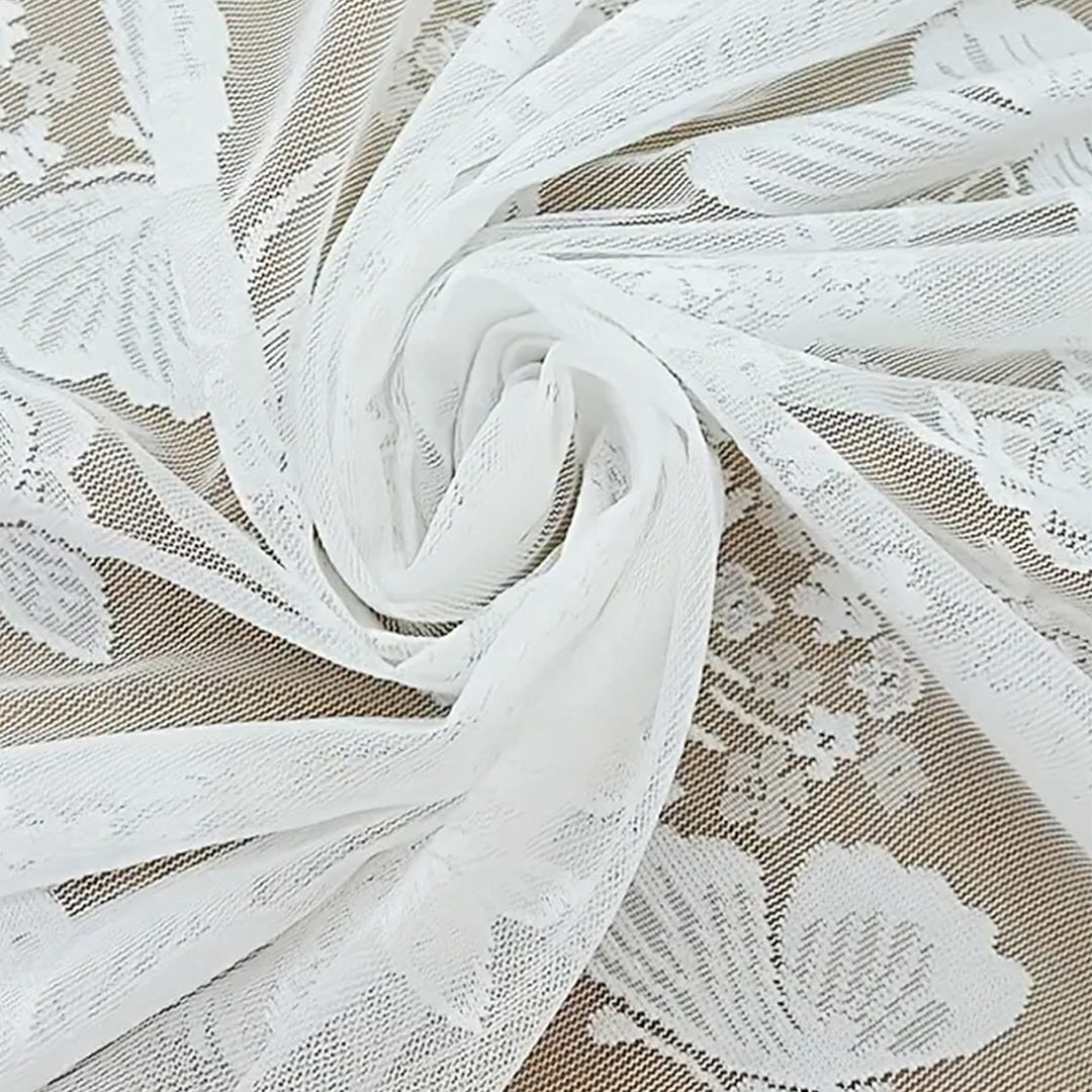 Floral Embroidered Sheer Window Curtains