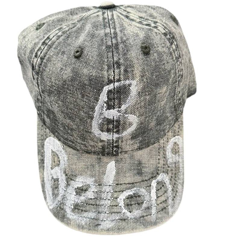 Women's Distressed Denim Adjustable Baseball Cap Bowlift