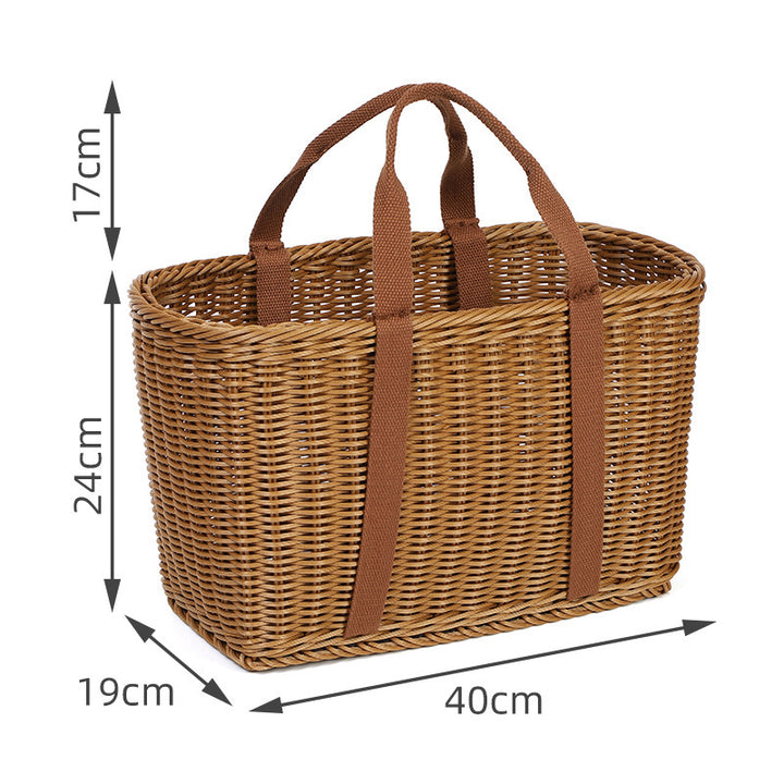 Handcrafted Rectangular Wicker Storage Basket Bowlift
