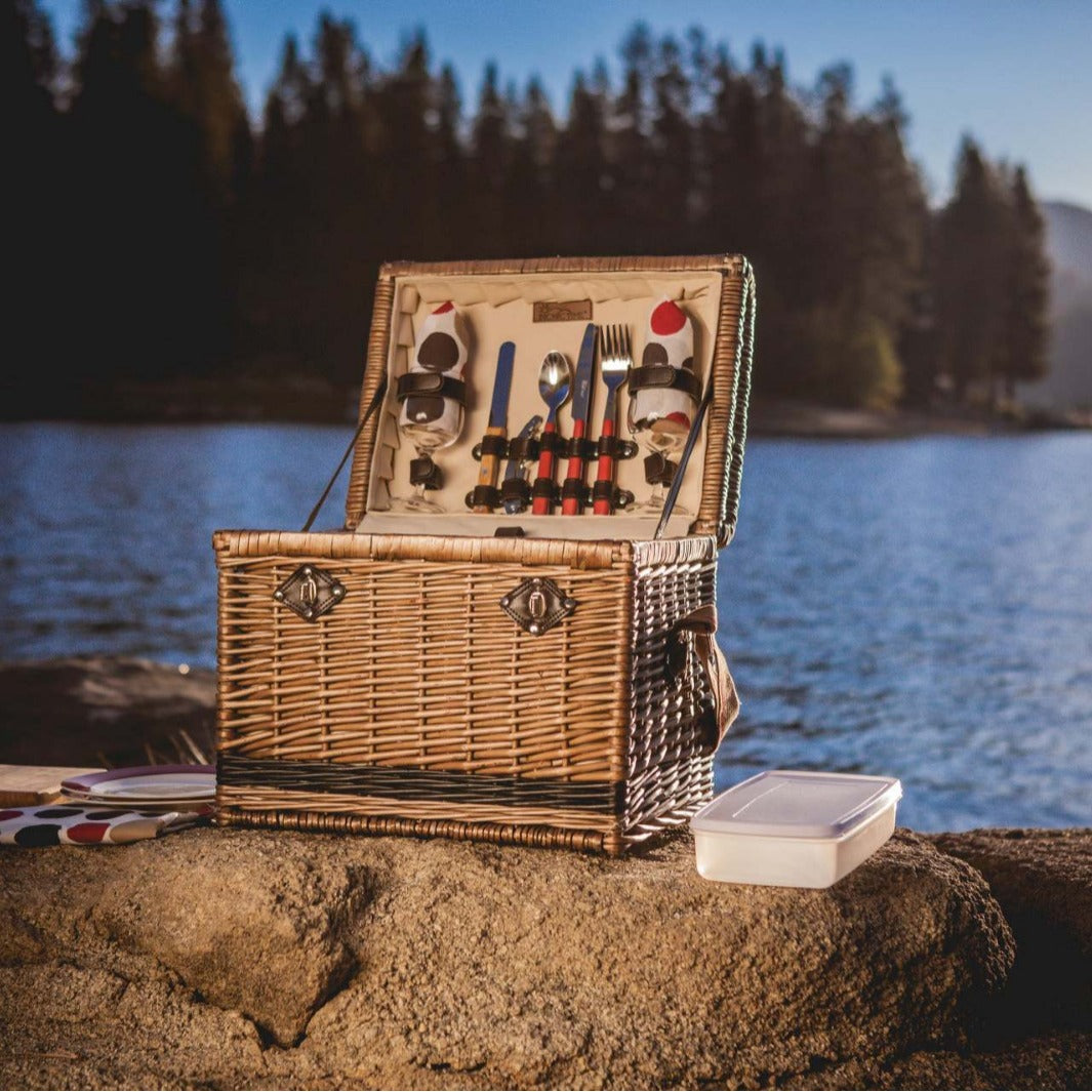 Ladies High-Quality Picnic Basket with Durable Leather Handles Bowlift
