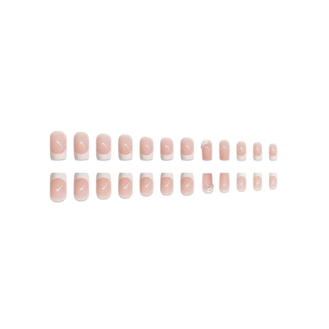 Elegant French Tip Press-On Nail Art Set Bowlift