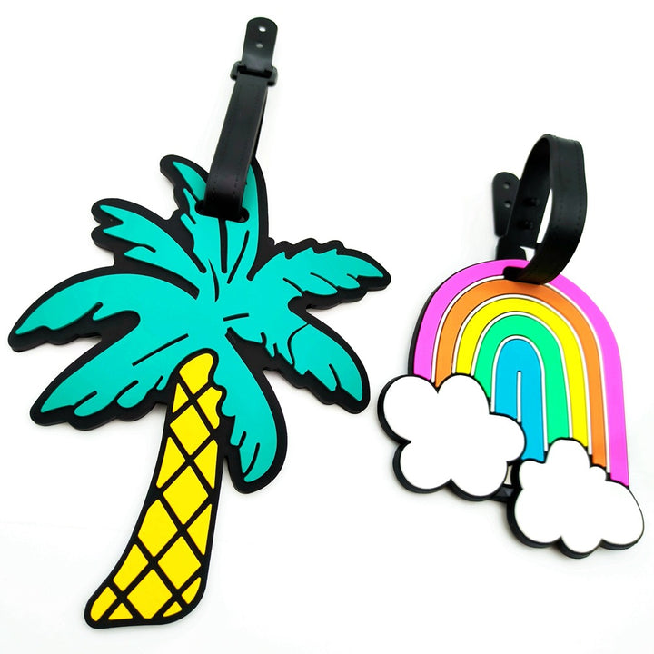 silicone rainbow-shaped luggage tag with adjustable buckle strap soft PVC travel ID tag Bowlift