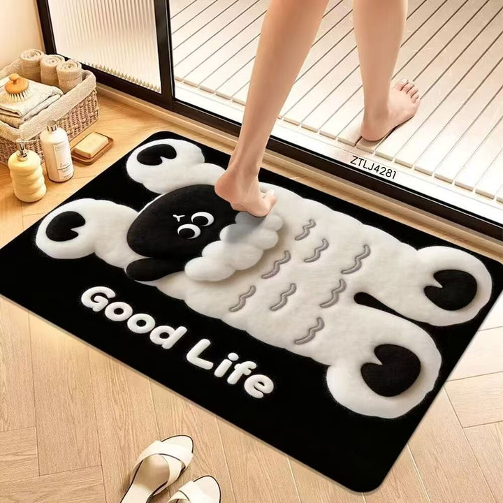 Cute Cartoon Pet-Themed Plush Bath Mat Bowlift