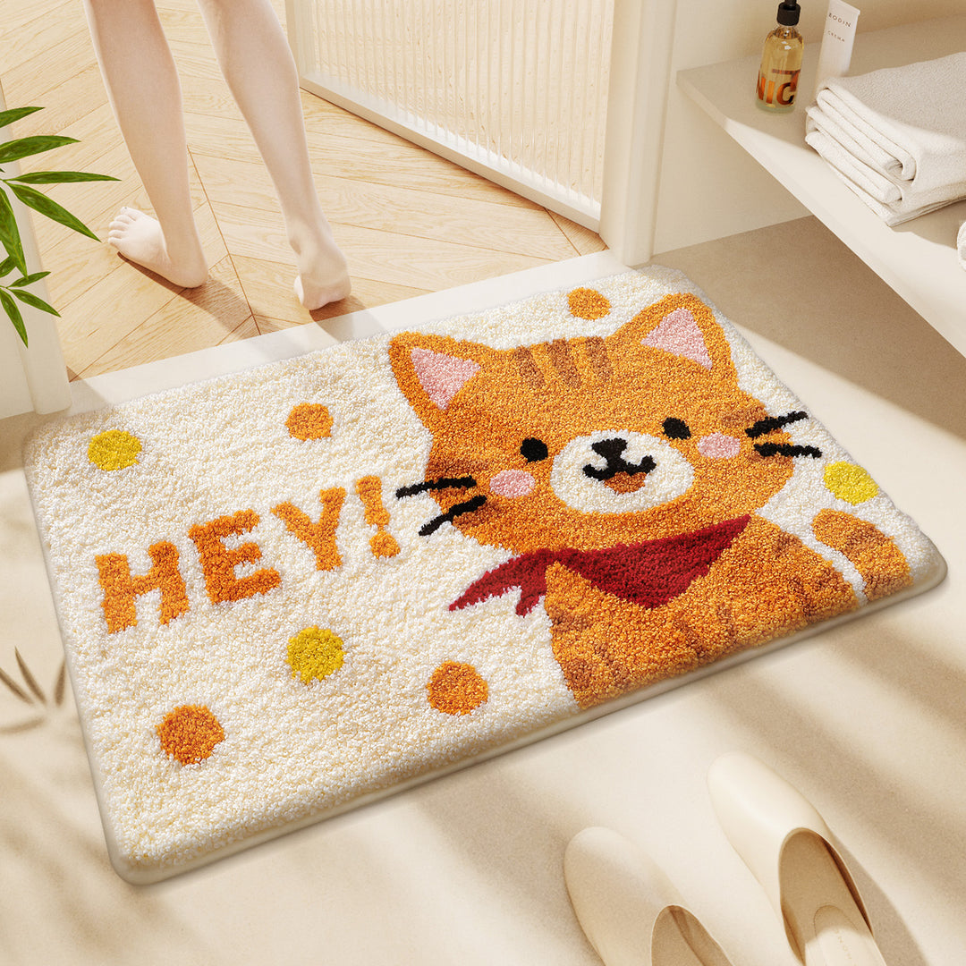 Cute Cartoon Cat Bath Rug Bowlift